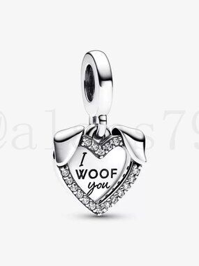 Pandora Heart & Dog Double Dangle Charm